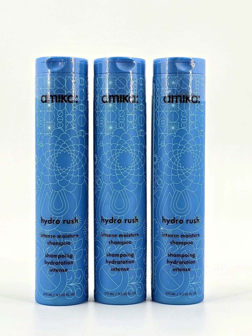 amika hydro rush intense moisture shampoo with hyaluronic acid 9.2 FL oz 3 Pack